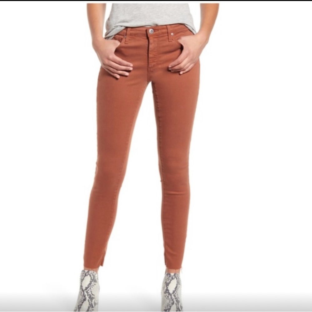 AG The Stevie skinny jeans size 28, pumpkin color.